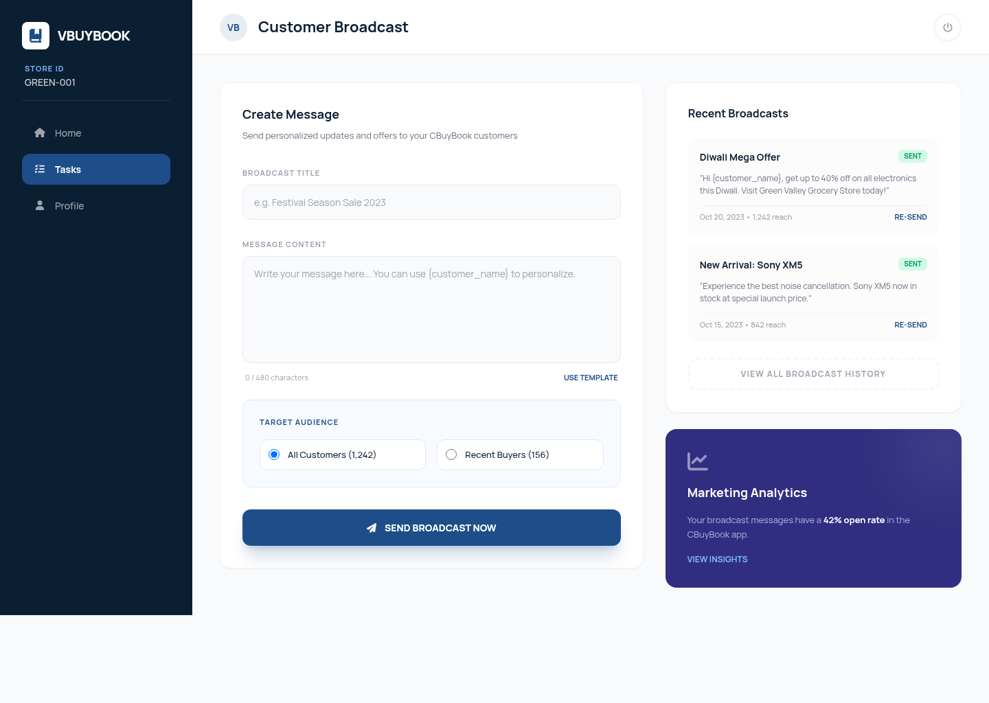 VBuyBook broadcast to CBuyBook customers