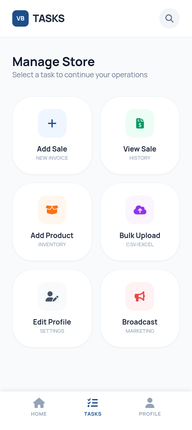 VBuyBook phone tasks grid